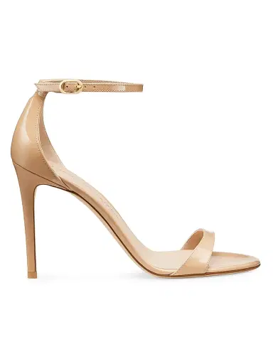 Stuart Weitzman Women's Nudist II 100MM Patent Leather Sandals - Adobe | Thumbnail 1 Stuart Weitzman Women's Nudist II 100MM Patent Leather Sandals - Adobe | Thumbnail 1