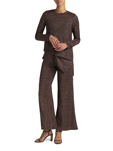 Johnny Was Women's Jenna Easy Metallic Rib-Knit Pants | Thumbnail 2 Johnny Was Women's Jenna Easy Metallic Rib-Knit Pants | Thumbnail 2