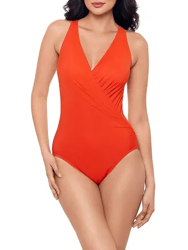Miraclesuit Swim Women's Rock Solid Wrapsody One-Piece Swimsuit - Arancio - Size 16 | Thumbnail 2 Miraclesuit Swim Women's Rock Solid Wrapsody One-Piece Swimsuit - Arancio - Size 16 | Thumbnail 2