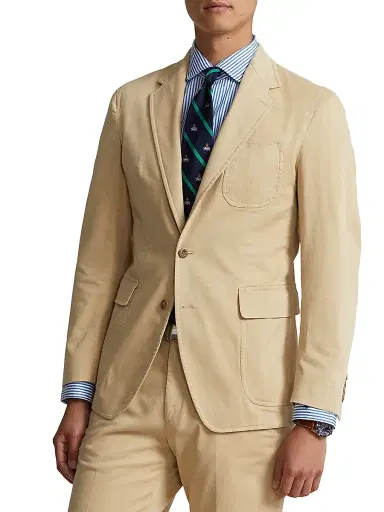 Polo Ralph Lauren Men's Garment-Dyed Cotton Two-Button Suit Jacket - Tan | Thumbnail 3 Polo Ralph Lauren Men's Garment-Dyed Cotton Two-Button Suit Jacket - Tan | Thumbnail 3