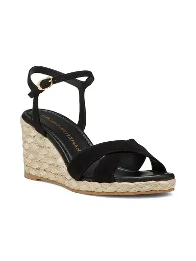 Stuart Weitzman Women's Dayna Suede Espadrille Wedges - Black Natural | Thumbnail 2 Stuart Weitzman Women's Dayna Suede Espadrille Wedges - Black Natural | Thumbnail 2