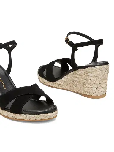 Stuart Weitzman Women's Dayna Suede Espadrille Wedges - Black Natural | Thumbnail 4 Stuart Weitzman Women's Dayna Suede Espadrille Wedges - Black Natural | Thumbnail 4