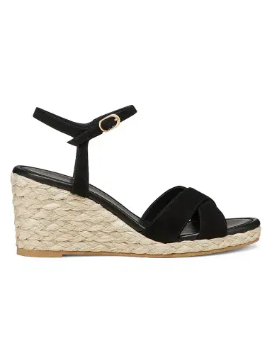Stuart Weitzman Women's Dayna Suede Espadrille Wedges - Black Natural | Thumbnail 1 Stuart Weitzman Women's Dayna Suede Espadrille Wedges - Black Natural | Thumbnail 1