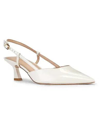 Stuart Weitzman Women's Vinnie 50MM Patent Leather Pumps - Cream | Thumbnail 2 Stuart Weitzman Women's Vinnie 50MM Patent Leather Pumps - Cream | Thumbnail 2
