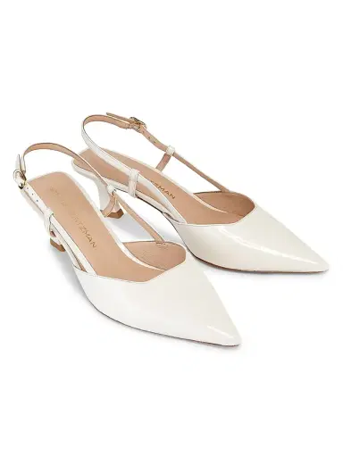 Stuart Weitzman Women's Vinnie 50MM Patent Leather Pumps - Cream | Thumbnail 4 Stuart Weitzman Women's Vinnie 50MM Patent Leather Pumps - Cream | Thumbnail 4