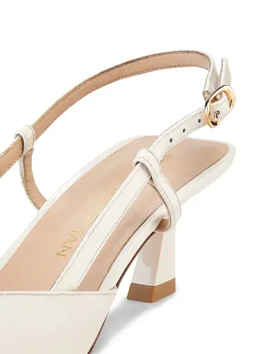 Stuart Weitzman Women's Vinnie 50MM Patent Leather Pumps - Cream | Thumbnail 6 Stuart Weitzman Women's Vinnie 50MM Patent Leather Pumps - Cream | Thumbnail 6