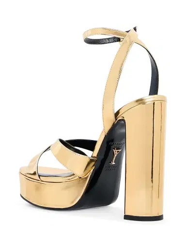 Retrofête Women's Melodia 130MM Leather Platform Sandals - Gold Mirror | Thumbnail 4 Retrofête Women's Melodia 130MM Leather Platform Sandals - Gold Mirror | Thumbnail 4