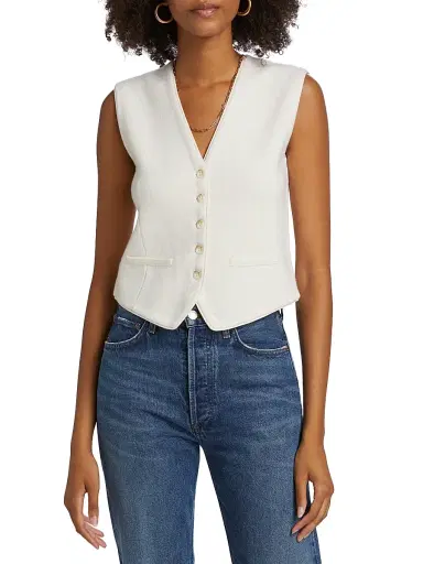 Guest In Residence Women's Cashmere Knit Tailored Vest - Cream - Size Medium | Thumbnail 3 Guest In Residence Women's Cashmere Knit Tailored Vest - Cream - Size Medium | Thumbnail 3
