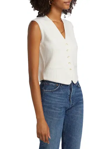 Guest In Residence Women's Cashmere Knit Tailored Vest - Cream - Size Medium | Thumbnail 4 Guest In Residence Women's Cashmere Knit Tailored Vest - Cream - Size Medium | Thumbnail 4