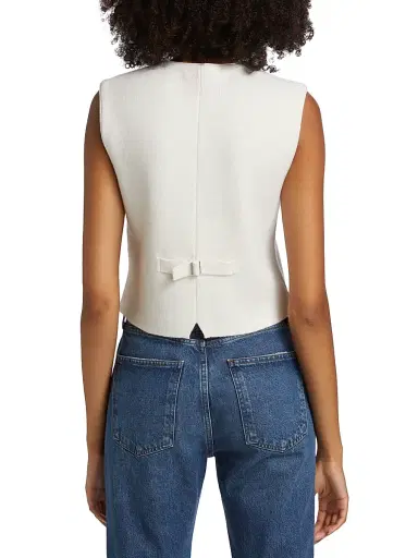 Guest In Residence Women's Cashmere Knit Tailored Vest - Cream - Size Medium | Thumbnail 5 Guest In Residence Women's Cashmere Knit Tailored Vest - Cream - Size Medium | Thumbnail 5