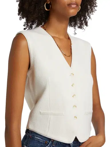 Guest In Residence Women's Cashmere Knit Tailored Vest - Cream - Size Medium | Thumbnail 6 Guest In Residence Women's Cashmere Knit Tailored Vest - Cream - Size Medium | Thumbnail 6