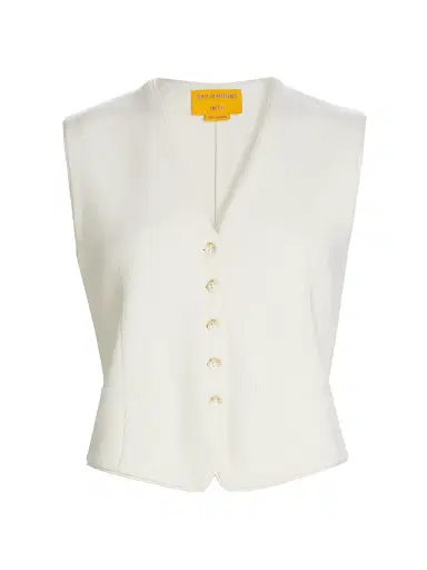 Guest In Residence Women's Cashmere Knit Tailored Vest - Cream - Size Medium | Thumbnail 1 Guest In Residence Women's Cashmere Knit Tailored Vest - Cream - Size Medium | Thumbnail 1