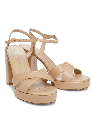 Stuart Weitzman Women's Dayna 100MM Metallic Leather Platform Sandals - Adobe | Thumbnail 2 Stuart Weitzman Women's Dayna 100MM Metallic Leather Platform Sandals - Adobe | Thumbnail 2