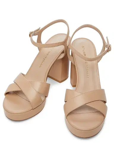 Stuart Weitzman Women's Dayna 100MM Metallic Leather Platform Sandals - Adobe | Thumbnail 4 Stuart Weitzman Women's Dayna 100MM Metallic Leather Platform Sandals - Adobe | Thumbnail 4