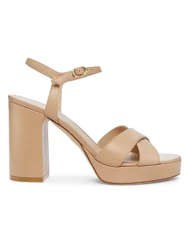 Stuart Weitzman Women's Dayna 100MM Metallic Leather Platform Sandals - Adobe | Thumbnail 1 Stuart Weitzman Women's Dayna 100MM Metallic Leather Platform Sandals - Adobe | Thumbnail 1