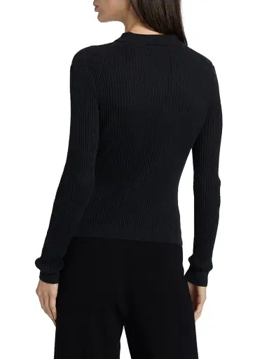 Guest in Residence Women's Shrunken Cashmere Long-Sleeve Polo Shirt - Black | Thumbnail 5 Guest in Residence Women's Shrunken Cashmere Long-Sleeve Polo Shirt - Black | Thumbnail 5