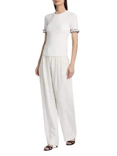 Elie Tahari Women's The Rose Frill-Cuff Top - Sky White | Thumbnail 2 Elie Tahari Women's The Rose Frill-Cuff Top - Sky White | Thumbnail 2