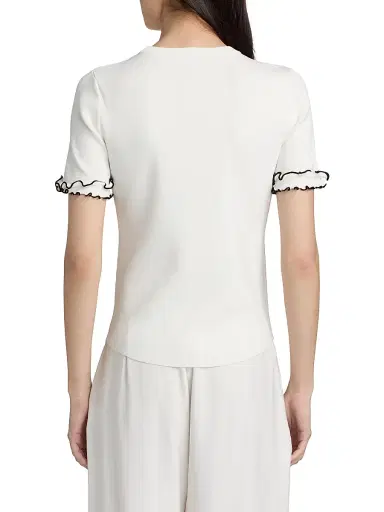Elie Tahari Women's The Rose Frill-Cuff Top - Sky White | Thumbnail 5 Elie Tahari Women's The Rose Frill-Cuff Top - Sky White | Thumbnail 5