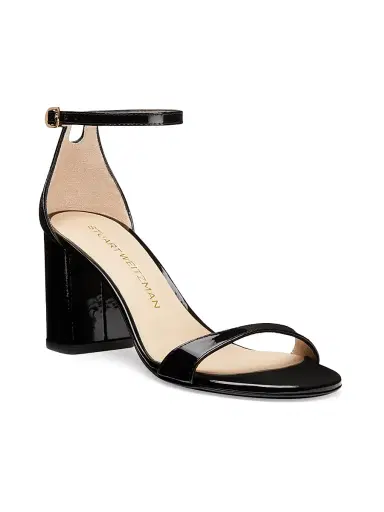 Stuart Weitzman Women's Nudist Block 75MM Patent Leather Sandals - Black | Thumbnail 2 Stuart Weitzman Women's Nudist Block 75MM Patent Leather Sandals - Black | Thumbnail 2