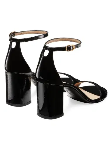 Stuart Weitzman Women's Nudist Block 75MM Patent Leather Sandals - Black | Thumbnail 3 Stuart Weitzman Women's Nudist Block 75MM Patent Leather Sandals - Black | Thumbnail 3