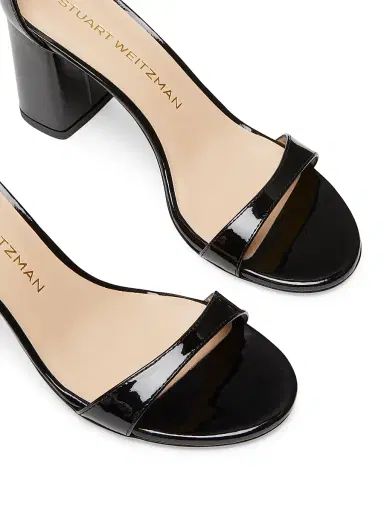 Stuart Weitzman Women's Nudist Block 75MM Patent Leather Sandals - Black | Thumbnail 4 Stuart Weitzman Women's Nudist Block 75MM Patent Leather Sandals - Black | Thumbnail 4