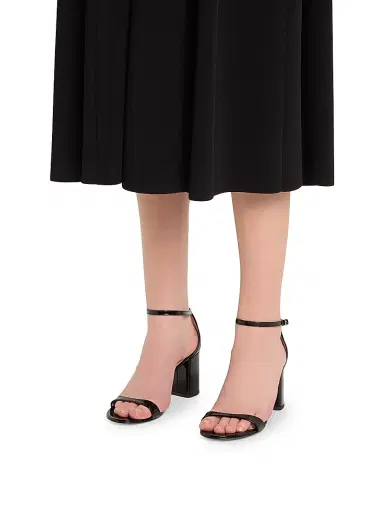 Stuart Weitzman Women's Nudist Block 75MM Patent Leather Sandals - Black | Thumbnail 6 Stuart Weitzman Women's Nudist Block 75MM Patent Leather Sandals - Black | Thumbnail 6