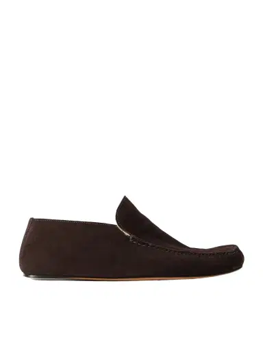 The Row Leo Shearling-lined Suede Loafers | Thumbnail 1 The Row Leo Shearling-lined Suede Loafers | Thumbnail 1