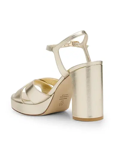 Stuart Weitzman Women's Dayna 100MM Metallic Leather Platform Sandals - Light Gold | Thumbnail 4 Stuart Weitzman Women's Dayna 100MM Metallic Leather Platform Sandals - Light Gold | Thumbnail 4