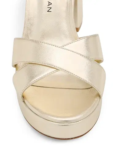 Stuart Weitzman Women's Dayna 100MM Metallic Leather Platform Sandals - Light Gold | Thumbnail 5 Stuart Weitzman Women's Dayna 100MM Metallic Leather Platform Sandals - Light Gold | Thumbnail 5