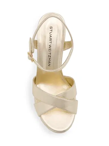 Stuart Weitzman Women's Dayna 100MM Metallic Leather Platform Sandals - Light Gold | Thumbnail 6 Stuart Weitzman Women's Dayna 100MM Metallic Leather Platform Sandals - Light Gold | Thumbnail 6