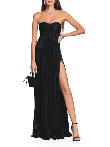 Retrofête Women's Zoa Metallic Pleated Strapless Gown - Black | Thumbnail 4 Retrofête Women's Zoa Metallic Pleated Strapless Gown - Black | Thumbnail 4