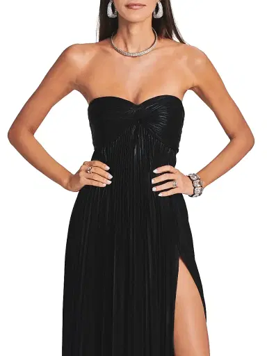 Retrofête Women's Zoa Metallic Pleated Strapless Gown - Black | Thumbnail 7 Retrofête Women's Zoa Metallic Pleated Strapless Gown - Black | Thumbnail 7