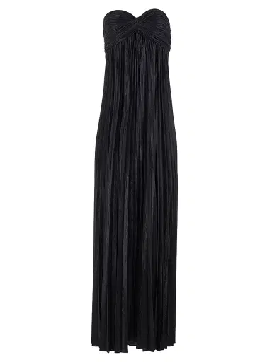 Retrofête Women's Zoa Metallic Pleated Strapless Gown - Black | Thumbnail 1 Retrofête Women's Zoa Metallic Pleated Strapless Gown - Black | Thumbnail 1