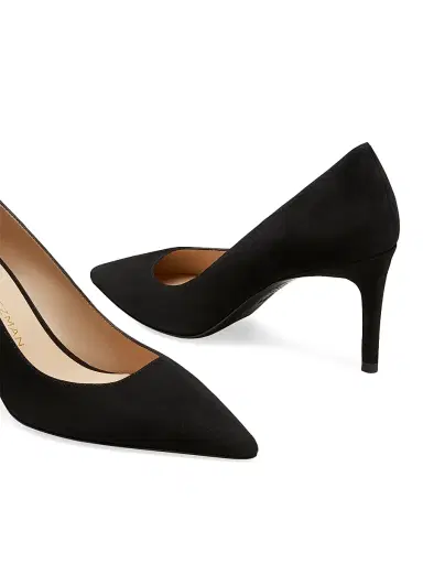 Stuart Weitzman Women's Stuart Power 75MM Suede Pumps - Black | Thumbnail 4 Stuart Weitzman Women's Stuart Power 75MM Suede Pumps - Black | Thumbnail 4