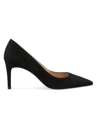 Stuart Weitzman Women's Stuart Power 75MM Suede Pumps - Black | Thumbnail 1 Stuart Weitzman Women's Stuart Power 75MM Suede Pumps - Black | Thumbnail 1