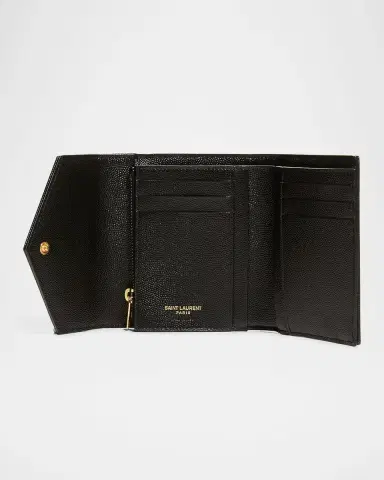 Saint Laurent Cassandre YSL Monogram Trifold Wallet in Grained Leather | Thumbnail 3 Saint Laurent Cassandre YSL Monogram Trifold Wallet in Grained Leather | Thumbnail 3