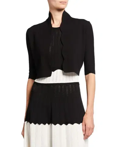 Lela Rose Scalloped Bolero Cardigan | Thumbnail 1 Lela Rose Scalloped Bolero Cardigan | Thumbnail 1