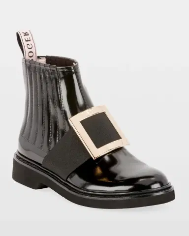 Roger Vivier Viv Ranger Patent Leather Pilgrim Buckle Booties | Thumbnail 2 Roger Vivier Viv Ranger Patent Leather Pilgrim Buckle Booties | Thumbnail 2
