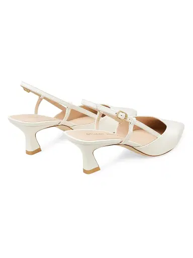 Stuart Weitzman Women's Vinnie 50MM Leather Slingback Pumps - Cream | Thumbnail 3 Stuart Weitzman Women's Vinnie 50MM Leather Slingback Pumps - Cream | Thumbnail 3