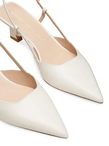 Stuart Weitzman Women's Vinnie 50MM Leather Slingback Pumps - Cream | Thumbnail 4 Stuart Weitzman Women's Vinnie 50MM Leather Slingback Pumps - Cream | Thumbnail 4