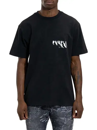 Purple Brand Men's Graphic Logo Knit Jersey Crewneck T-Shirt - Black | Thumbnail 4 Purple Brand Men's Graphic Logo Knit Jersey Crewneck T-Shirt - Black | Thumbnail 4