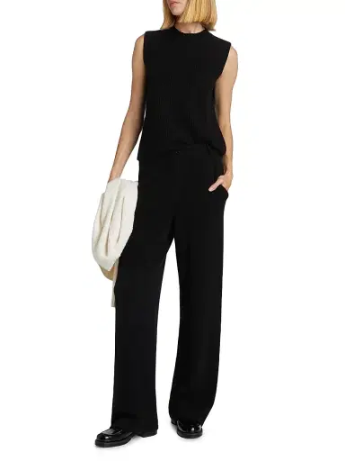 Guest in Residence Women's Cashmere Tailored Wide-Leg Pants - Black | Thumbnail 2 Guest in Residence Women's Cashmere Tailored Wide-Leg Pants - Black | Thumbnail 2