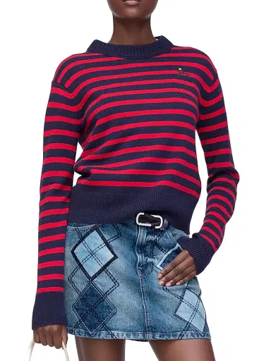 Marc Jacobs Women's Joy Striped Wool-Cashmere Sweater - Navy Red | Thumbnail 4 Marc Jacobs Women's Joy Striped Wool-Cashmere Sweater - Navy Red | Thumbnail 4