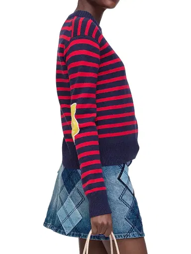 Marc Jacobs Women's Joy Striped Wool-Cashmere Sweater - Navy Red | Thumbnail 5 Marc Jacobs Women's Joy Striped Wool-Cashmere Sweater - Navy Red | Thumbnail 5