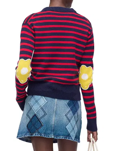 Marc Jacobs Women's Joy Striped Wool-Cashmere Sweater - Navy Red | Thumbnail 6 Marc Jacobs Women's Joy Striped Wool-Cashmere Sweater - Navy Red | Thumbnail 6
