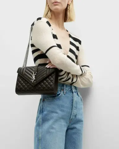Saint Laurent Envelope Triquilt Medium YSL Shoulder Bag in Grained Leather | Thumbnail 2 Saint Laurent Envelope Triquilt Medium YSL Shoulder Bag in Grained Leather | Thumbnail 2