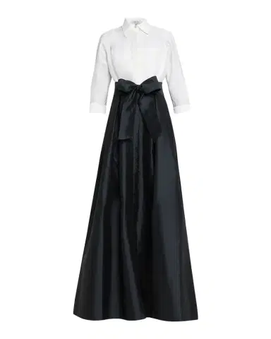 Rickie Freeman for Teri Jon Two-Tone 3/4-Sleeve Taffeta Shirtdress Gown | Thumbnail 1 Rickie Freeman for Teri Jon Two-Tone 3/4-Sleeve Taffeta Shirtdress Gown | Thumbnail 1