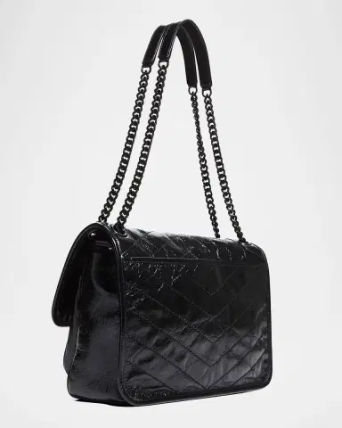 Saint Laurent Niki Medium Flap YSL Shoulder Bag in Crinkled Leather | Thumbnail 4 Saint Laurent Niki Medium Flap YSL Shoulder Bag in Crinkled Leather | Thumbnail 4