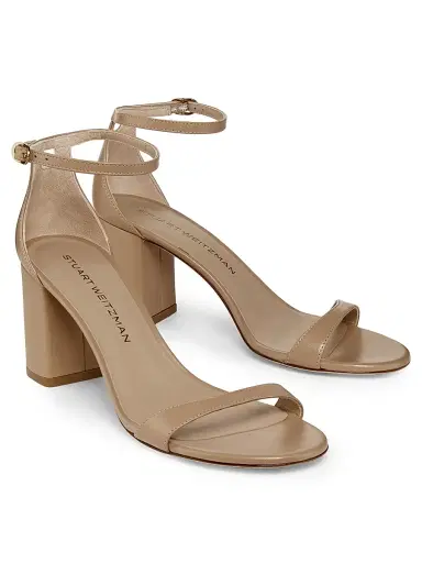Stuart Weitzman Women's Nudist Block 75MM Metallic Leather Sandals - Adobe | Thumbnail 2 Stuart Weitzman Women's Nudist Block 75MM Metallic Leather Sandals - Adobe | Thumbnail 2