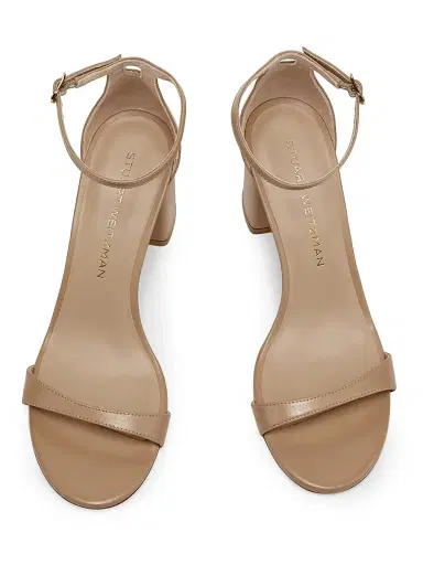 Stuart Weitzman Women's Nudist Block 75MM Metallic Leather Sandals - Adobe | Thumbnail 4 Stuart Weitzman Women's Nudist Block 75MM Metallic Leather Sandals - Adobe | Thumbnail 4